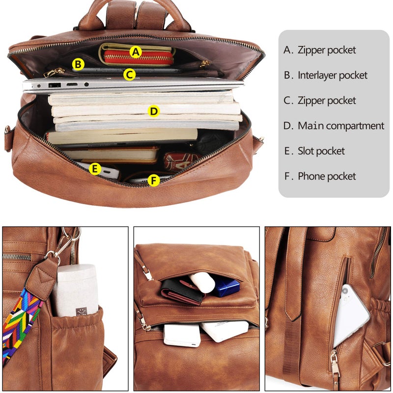 Dora & Liz Womens Backpack Purse Leather Fashion Travel Backpack Purse for Women Designer Ladies Shoulder Bags - Image 4